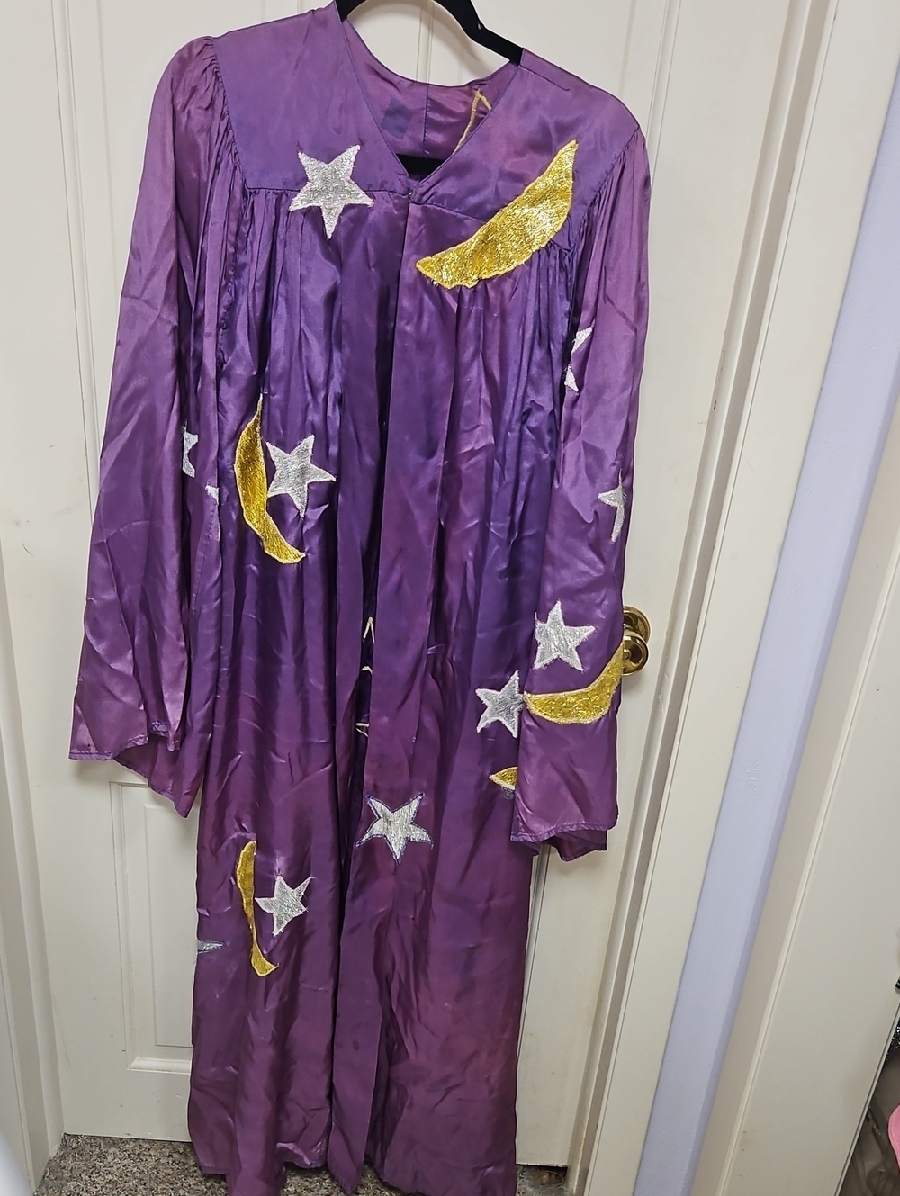 Handmade Ooak Wizard Robe with Gold Moons & Silver Stars
